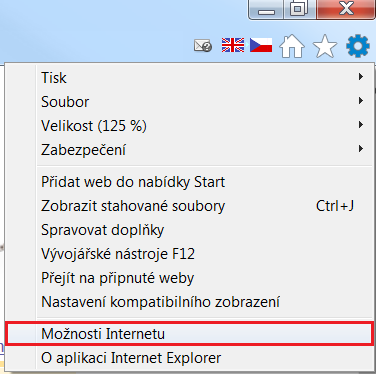 Internet explorer - vymazat cache